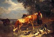 Rudolf Koller An der Tranke oil painting